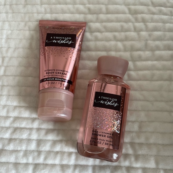BATH & BODY A THOUSAND WISHES 3 OZ SHOWER GEL & 2.5 OZ BODY CREAM NWT - Picture 2 of 6